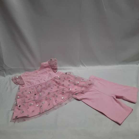NWOT DDG Girls Pink Lace & Tulle 2 piece Capri and Top set Size 4T - Picture 2 of 5